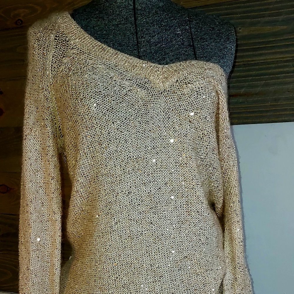 long sweater gold sequin